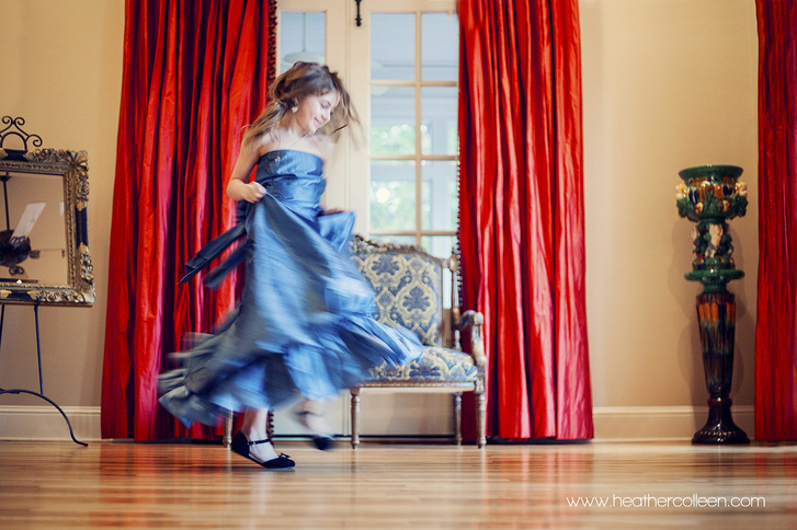 girl in a blue dress photo dancing