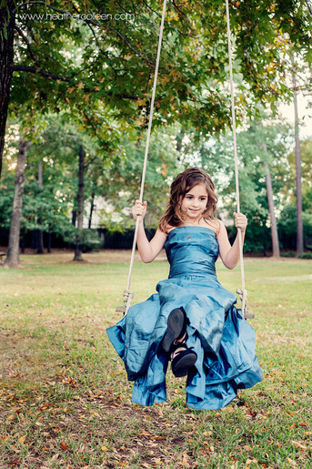 high fashion session child model blue dress